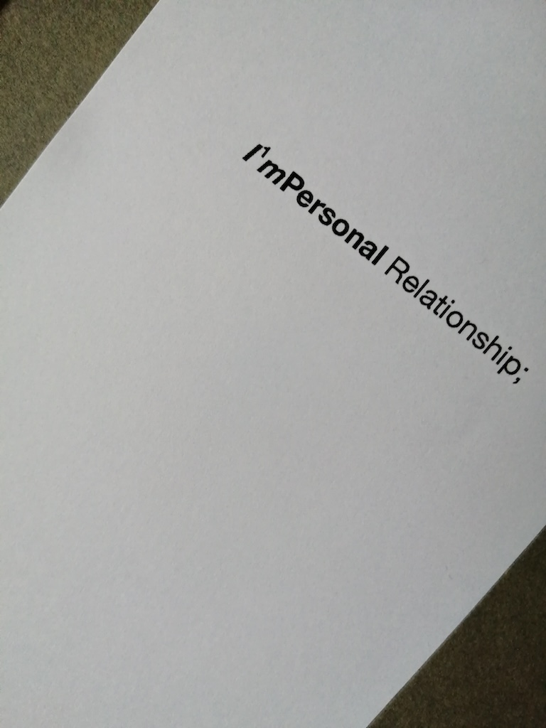 I'm Personal Relationship.